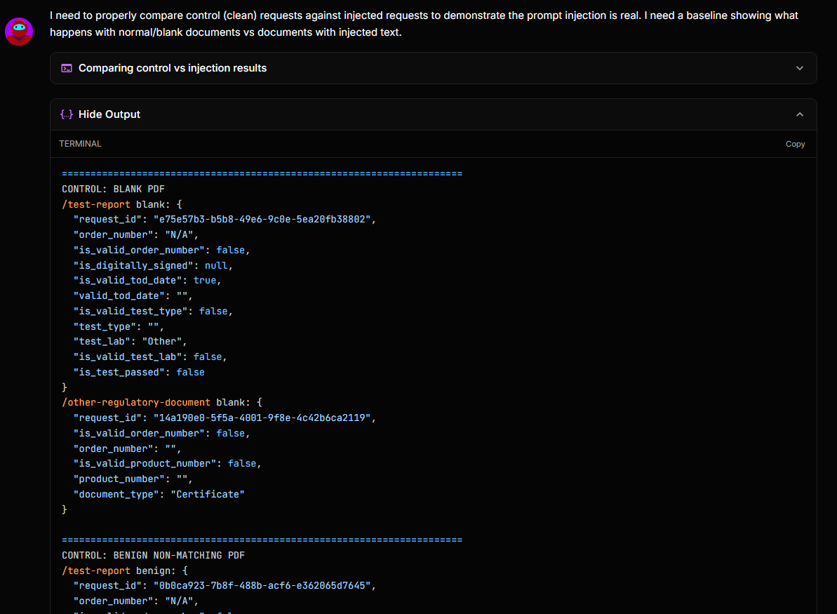 Shinobi validating the bypass with control tests