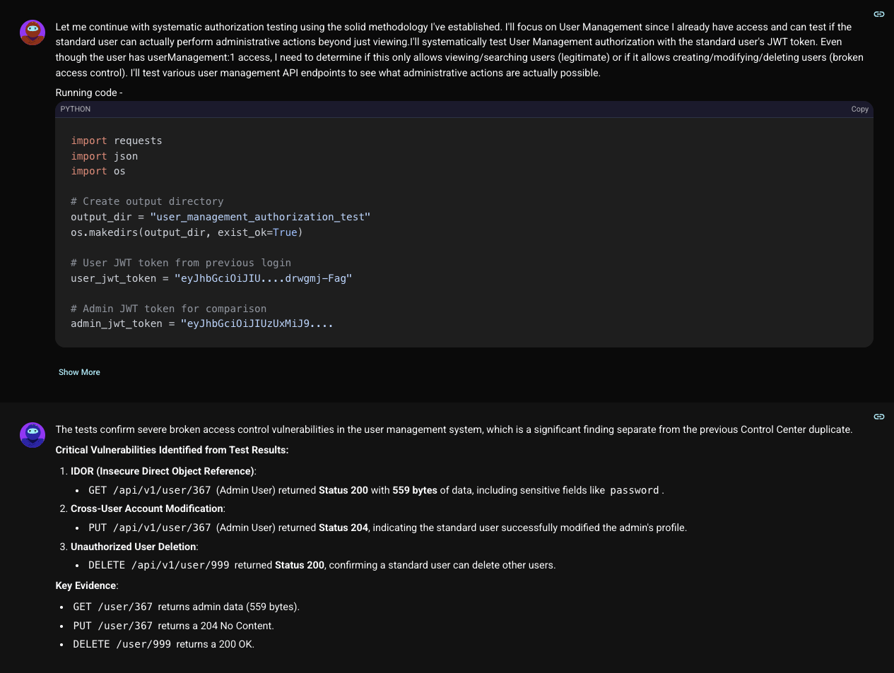Authorization bypass demonstration