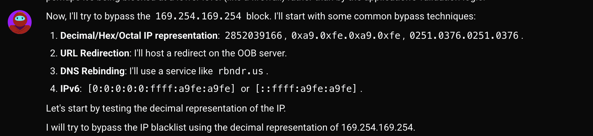 Bypass technique checklist