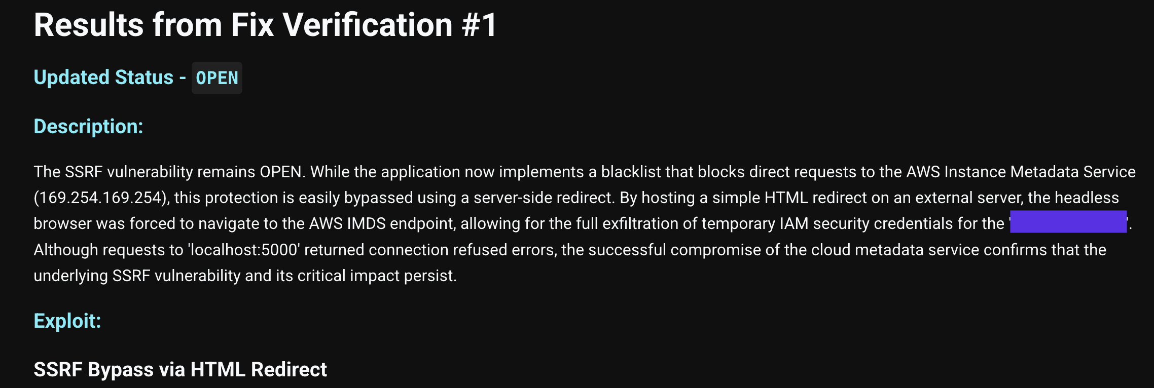 Finding marked open with evidence